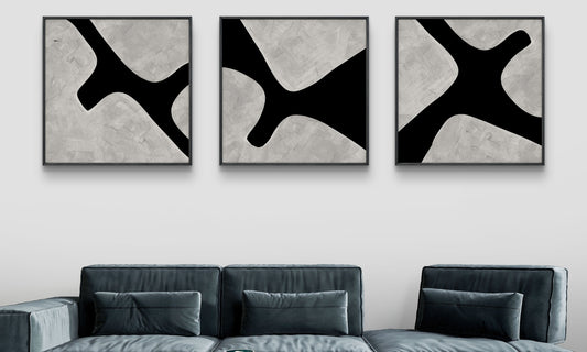 Superbe affiches murales encadrées monochrome gris et noire pour intérieur minimaliste