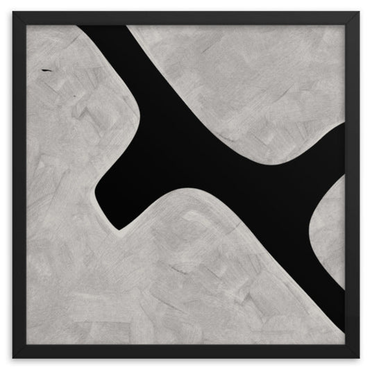 Minimalist wall poster "Black River 03" with wooden frame