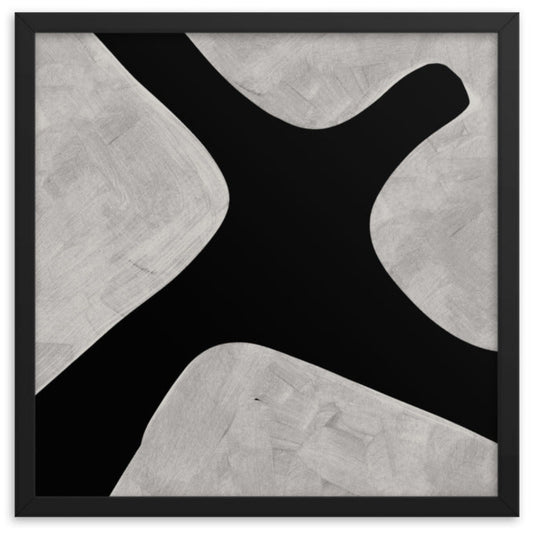 Minimalist wall poster "Black River 01" with wooden frame