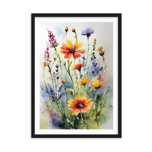 DANCE OF FLOWERS 01 | Wooden framed wall poster